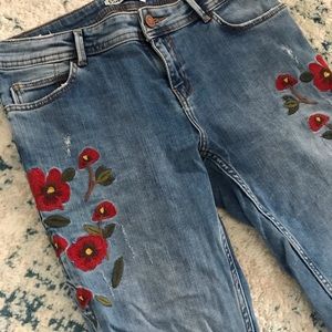 Zara floral jeans